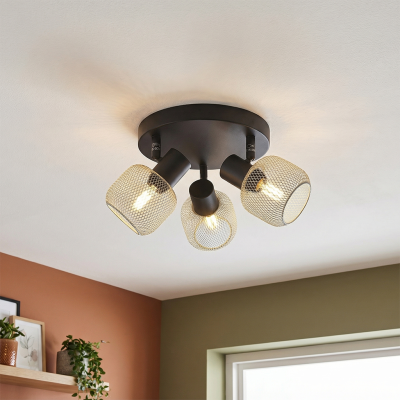 Grijze plafondspot Emado, metaal, industrieel, 3L