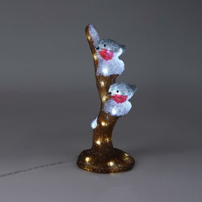 LED roodborstjes op een tak, voor binnen en buiten