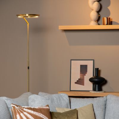 Messing vloerlamp modern, Celeste, 21W, 2700K LED, met touchdimmer