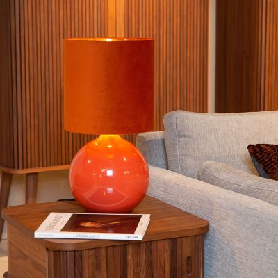 Oranje tafellamp retro, Esterad, met schakelaar