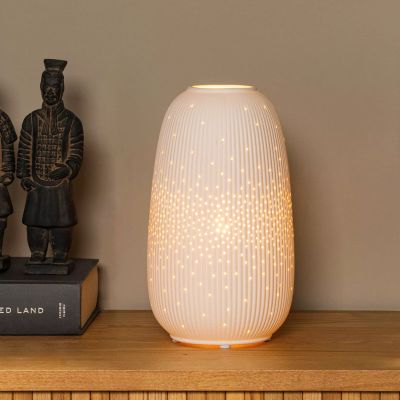 Keramische tafellamp wit, Flores, met schakelaar