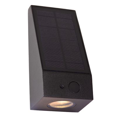 Zwarte buiten wandlamp op zonne-energie modern, Irwin, 2W, 2700K LED, IP54