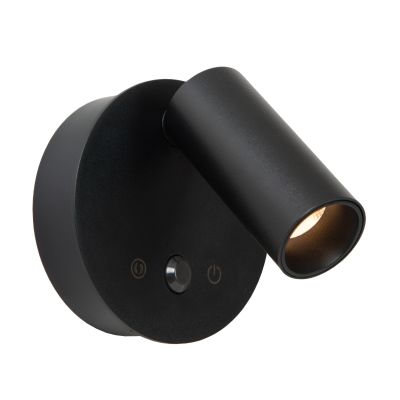 Zwarte oplaadbare wandlamp modern, Toni, 2W, 2700-4000K, met touchdimmer
