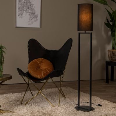 Zwarte vloerlamp landelijk, Herman, met schakelaar