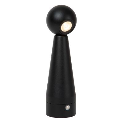 Zwarte oplaadbare tafellamp modern, Ipsos, 3W, dim to warm LED, met touchdimmer