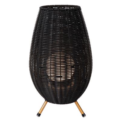 Zwarte buiten tafellamp landelijk, Colin, 3W, 3000K LED, IP44, 3-staps dimbaar