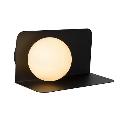 Zwarte retro wandlamp, Bonni, glas
