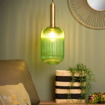 Groene hanglamp Maloto, glas