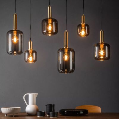 Grijze hanglamp Joanet, glas