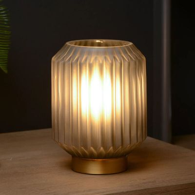 Grijze tafellamp Sueno, glas
