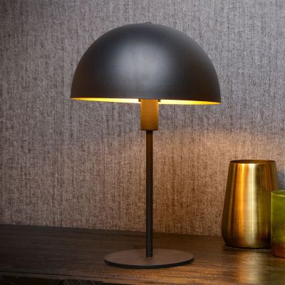 Zwarte moderne tafellamp, Siemon, metaal