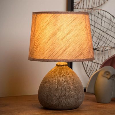 Bruine tafellamp Ramzi, Rond