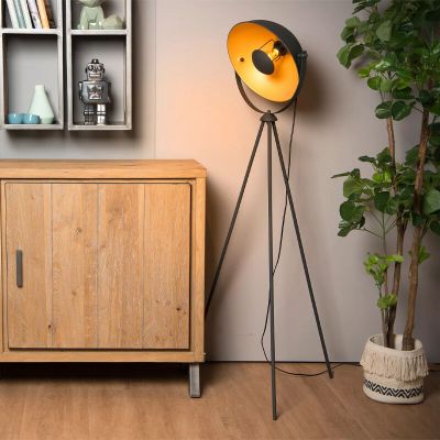 Zwarte driepoot vloerlamp Alvaro, staal