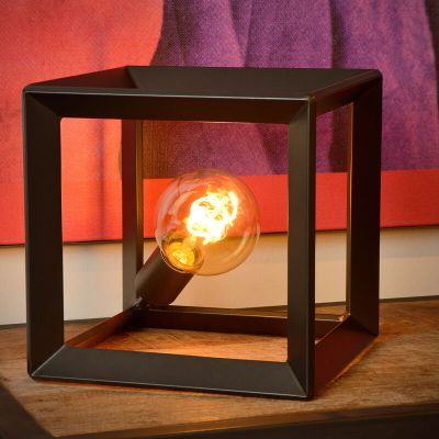 Grijze ijzer tafellamp Thor, Vierkant