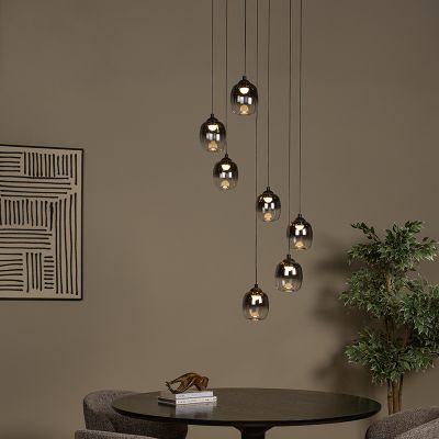 Grijze hanglamp rookglas, Tamino, 7W, 3000K LED