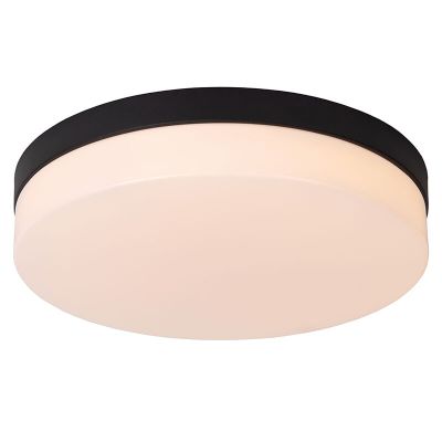 Zwarte badkamer plafondlamp kunststof, Biskit, 24W, 2700K LED, IP44