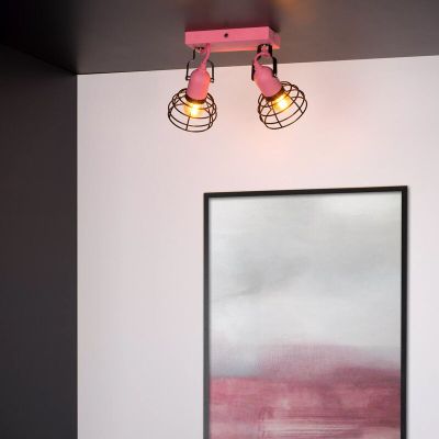 Roze plafondspot Paulien, metaal