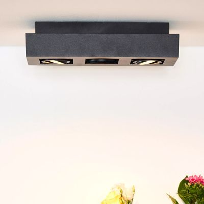 Zwarte dim to warm plafondspot Xirax, incl. 3x 5w GU10