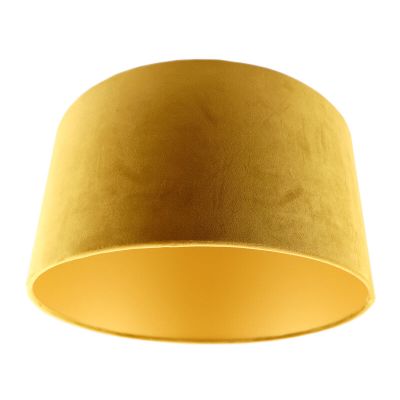Okergele en gouden velours lampenkap Melanie, 50 cm