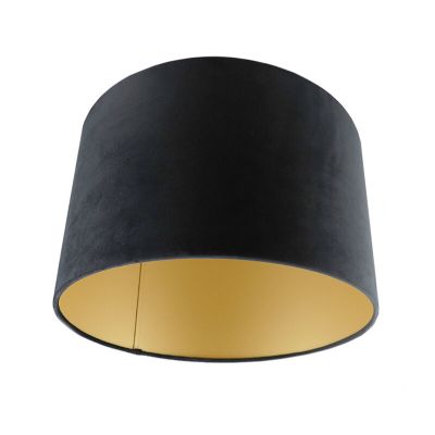 Zwart/gouden velours lampenkap Madelyn, 30 cm