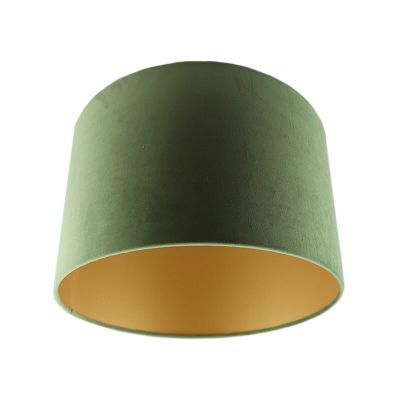 Olijfgroene/gouden velours lampenkap Madelyn, 30 cm