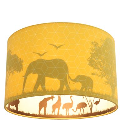 Gele dieren kinderkamer plafondlamp Safari, Binnenzijde doorschijnend
