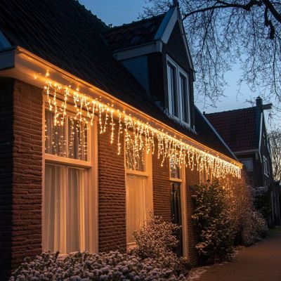 4m koppelbare ijspegelverlichting, Zwart snoer, IP67, 50 cm hoog - Warm wit