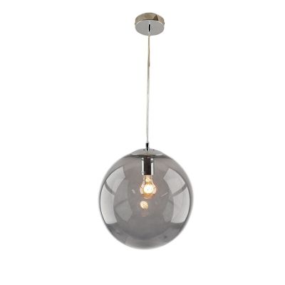 Bol hanglamp Dolf, chroom ophangpendel, rookglas, 30cm