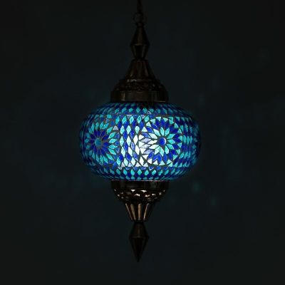 Blauwe oosterse hanglamp mozaïek, Aicha