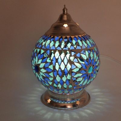 Blauwe oosterse tafellamp mozaïek, Sabri