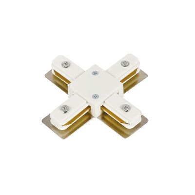 X-vorm connector voor 1-fase railverlichting, wit