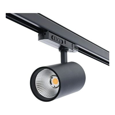 Zwarte 3-fase railsysteem spot aluminium, Rozina, 10W/20W/30W, white switch LED