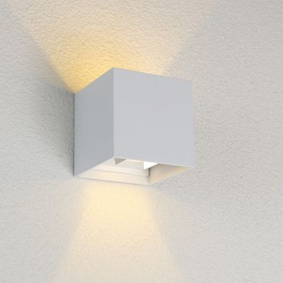 Witte buitenlamp aluminium, Dion, 6W, dim to warm LED, IP54