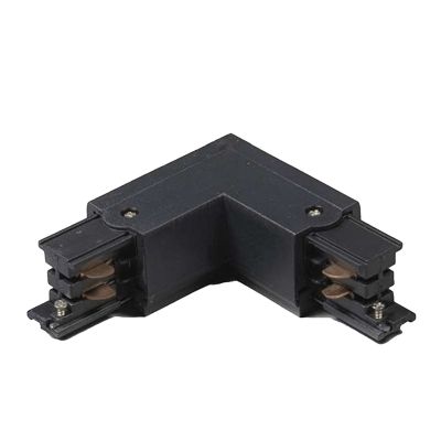 L-vorm connector buiten voor 3-fase railverlichting, zwart, Pro