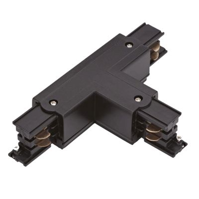 T-vorm connector voor 3-fase railverlichting, links 1, zwart, Pro