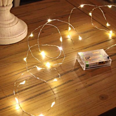 2m LED draadverlichting op batterij, 40 leds, warm wit