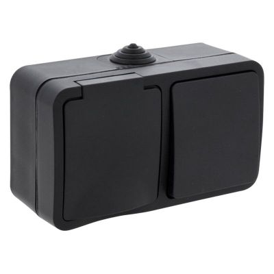 Q-Link Combinatie stopcontact en schakelaar, Spatwaterdicht Wissel Randaarde