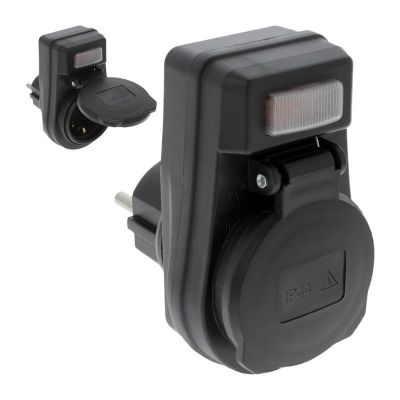 Stekker Randaarde Schakelaar Lamp 10/16A IP44 Zwart