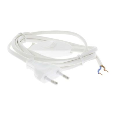 Q-Link aansluitsnoer max 1200w 2 x 0.75 mm. 1.8 m wit met schakelaar