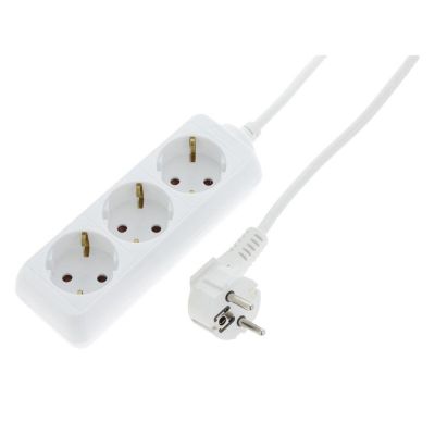 Exin stekkerdoos 3-voudig, randaarde, 2300w 3 x 1.0 mm. 3 m wit