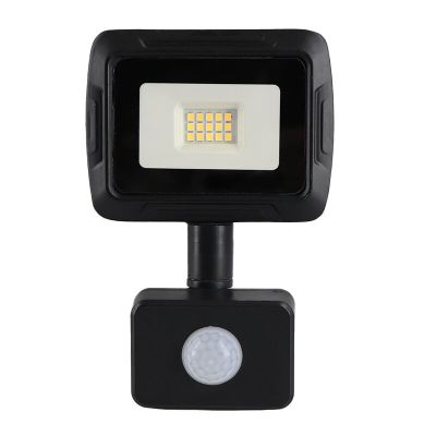 Zwarte LED schijnwerper met sensor Miro, 10W, 3000K