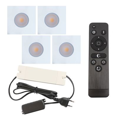 4 vierkante witte veranda inbouwspots Dico, IP65, incl. aansluitset en afstandbediening