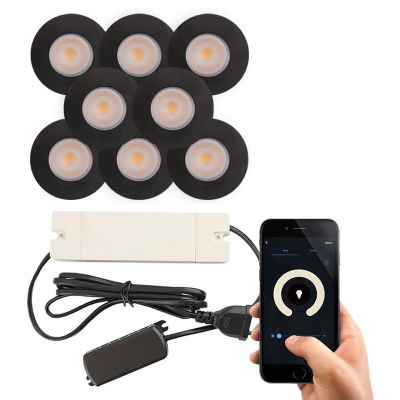 8 zwarte smart veranda inbouwspots Dico, IP65, incl. aansluitset