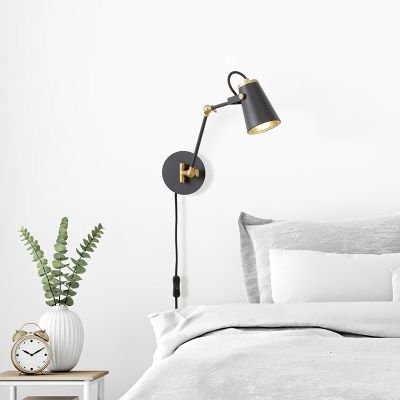 Zwarte wandlamp modern, Skals, met schakelaar