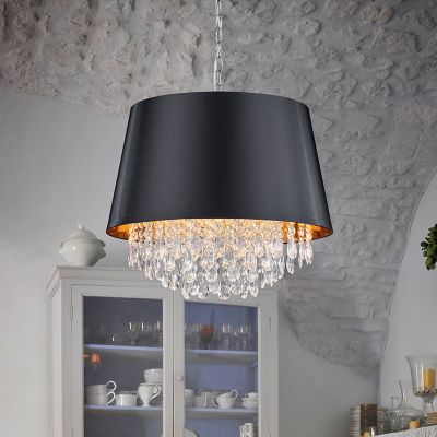 Chroom hanglamp Asiya, Metaal,Textiel
