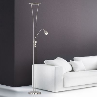 Nikkelen vloerlamp klassiek, Stijn, 20W, 3000K LED, met schakelaar
