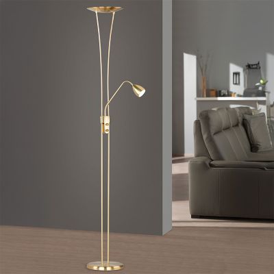 Messing vloerlamp klassiek, Stijn, 20W, 3000K LED, met schakelaar