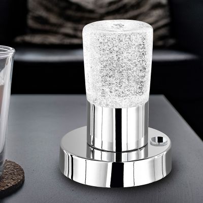 Chromen tafellamp klassiek, Merle, 4,3W, 3000K LED, met schakelaar