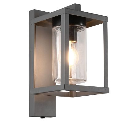 Antraciete buitenlamp met schemersensor Reini, aluminium, modern, IP44
