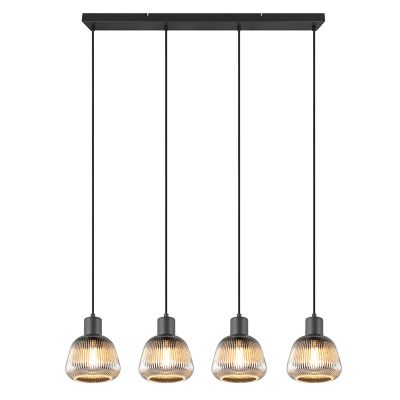 Zwarte hanglamp rookglas, Meriem